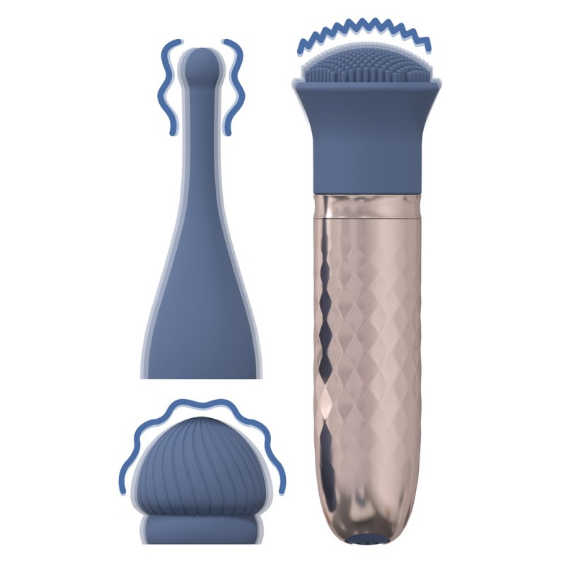 Le Thrill – Vibrateur Interchangeable 10 Vitesses – Bleu