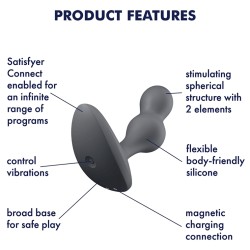 Plug vibrant connecté Deep Diver Satisfyer – 8 x 3,3 cm – Noir