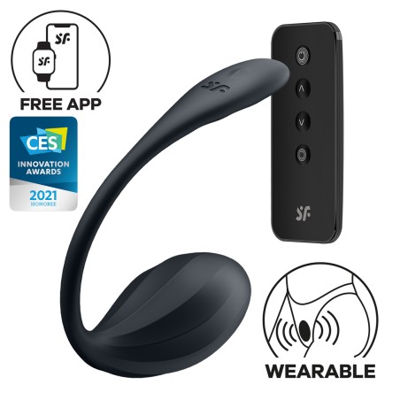 Vibromasseur connecté Point G Ribbed Petal – 8,5 x 3,8 cm – Noir