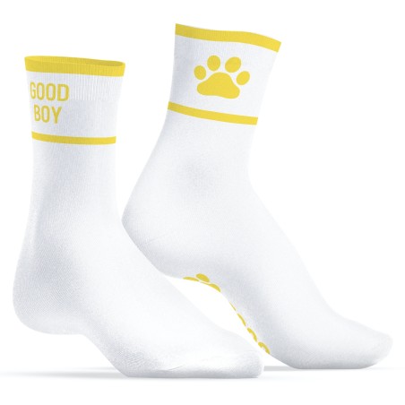 Chaussettes Good Boy – Blanc & Jaune