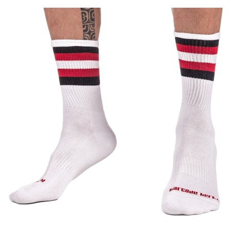 Chaussettes HALF SOCKS Stripes – Blanc, Noir & Rouge