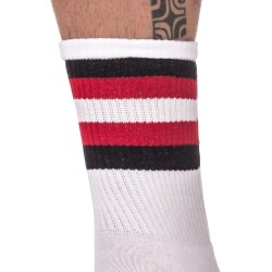 Chaussettes HALF SOCKS Stripes – Blanc, Noir & Rouge