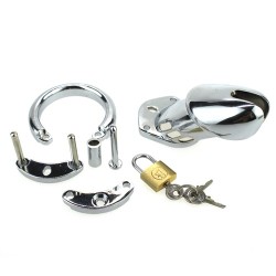 Cage de chasteté STEEL PADLOCK – 12 x 3,5 cm – Argent