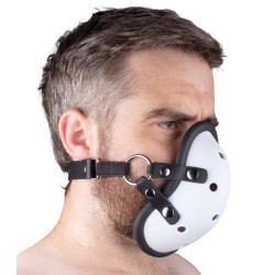 Masque avec Lanières en Cuir « Sniff my … » – Blanc