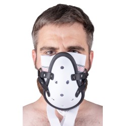 Masque avec Lanières en Cuir « Sniff my … » – Blanc