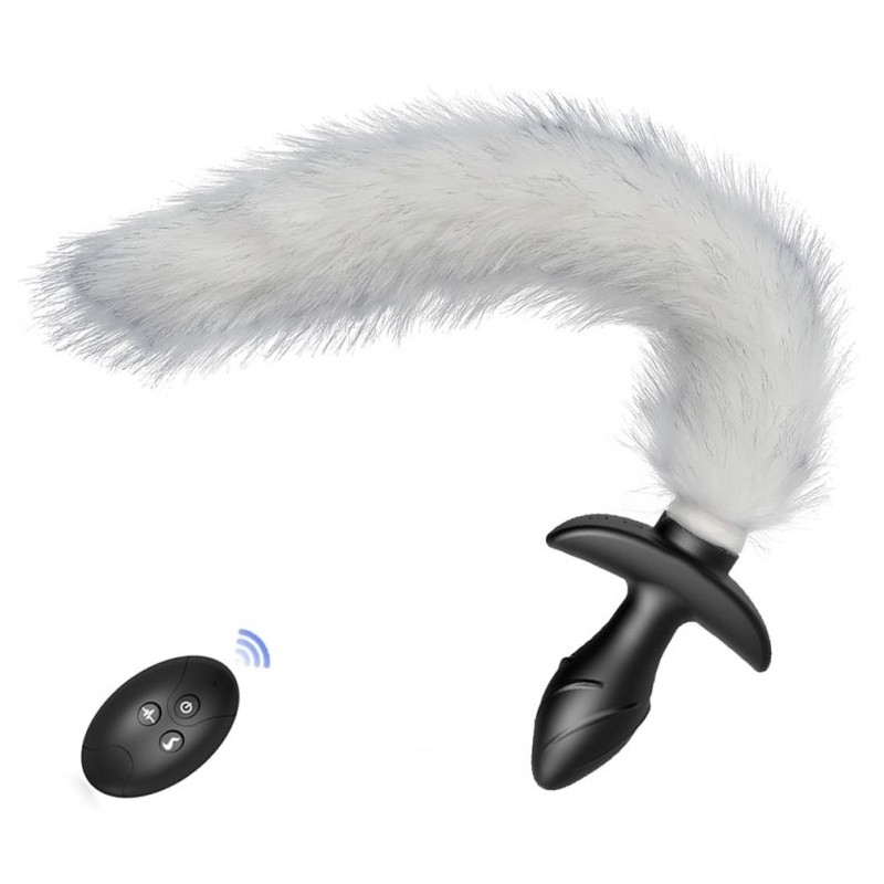 Plug vibrant avec queue blanche Tail Curve – 9 x 3,7 cm | Queue 30 cm