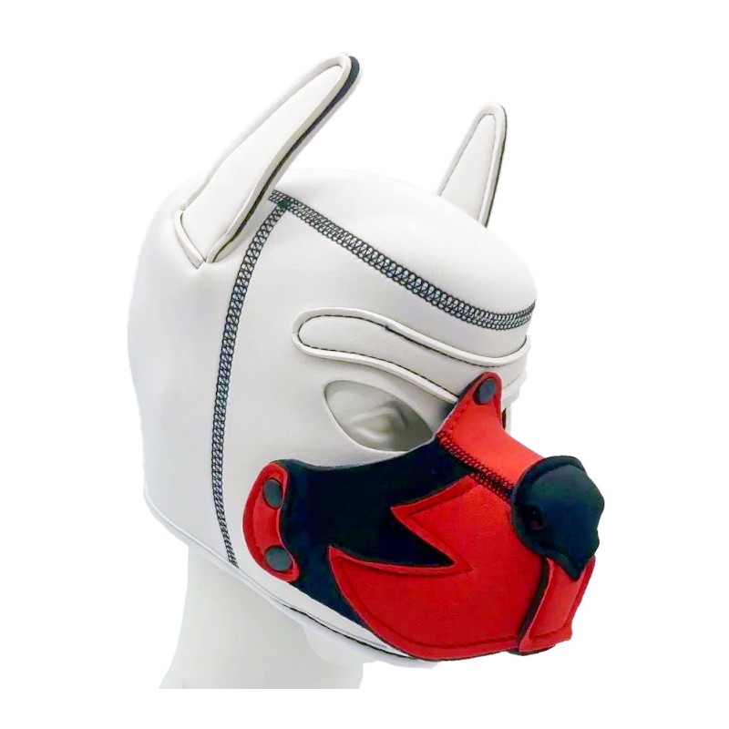 Cagoule Puppy Fox Néoprène – Blanc & Rouge