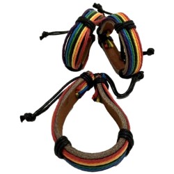 Bracelet Cuir et Fils Rainbow