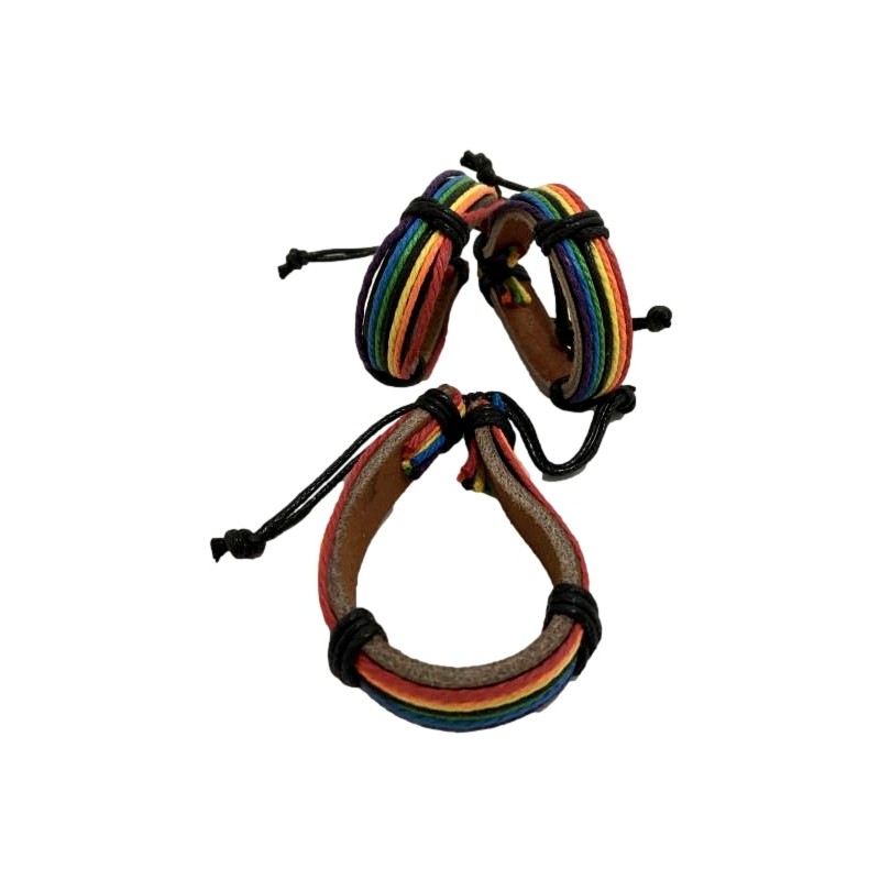 Bracelet Cuir et Fils Rainbow