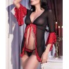 Tenue Catalina – Rouge & noir – String Assorti Inclus