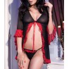 Tenue Catalina – Rouge & noir – String Assorti Inclus