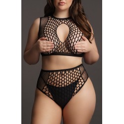 Ensemble Résille Grande Taille Alya – Noir