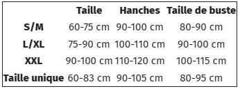 Guide des tailles: